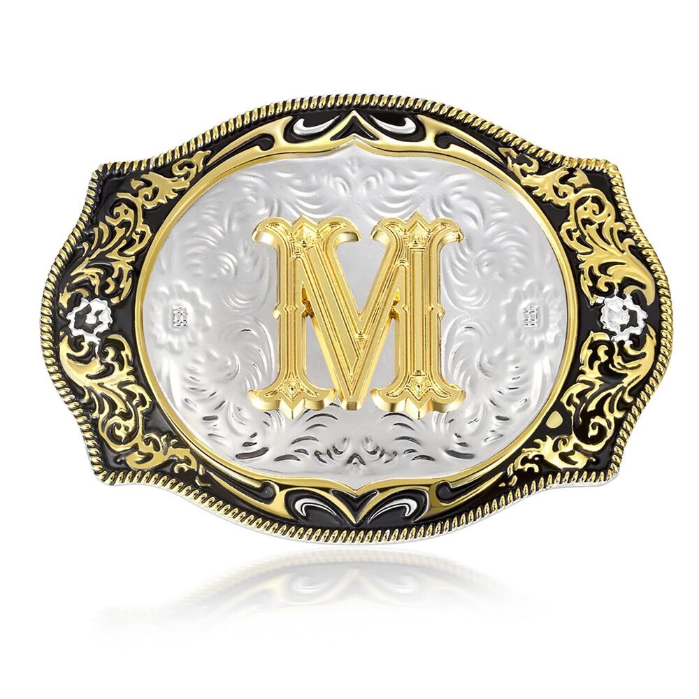 9556 Western Initial Letters Belt Buckle ABCDEFG to XYZ Golden Alphabet